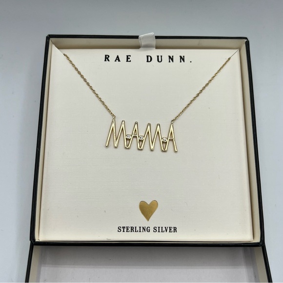 NEW Rae Dunn Gold Plated Sterling Silver Cubic Zirconia βMamaβ Necklace - Picture 4 of 5